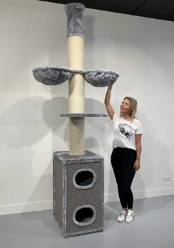 Krabpaal Cat Tower Box Light Grey