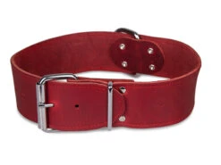 Halsband Large Geolied Leder Rood 45cmx30mm M-L