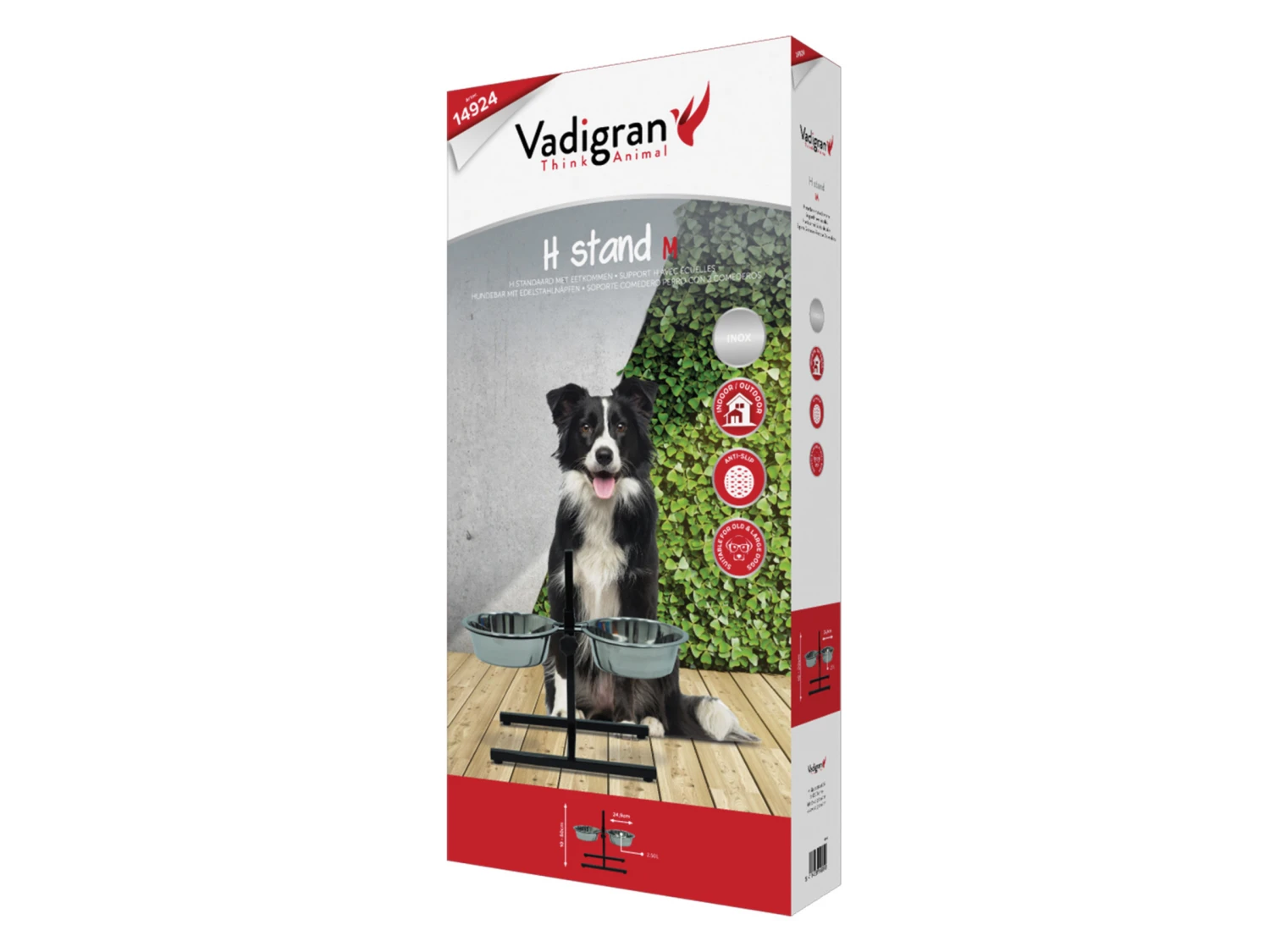 Voederstaander H-poot Met Inox Eetpotten 2x2500ml 4 Voederstaander H-poot Met Inox Eetpotten 2x2500ml - Afbeelding 2