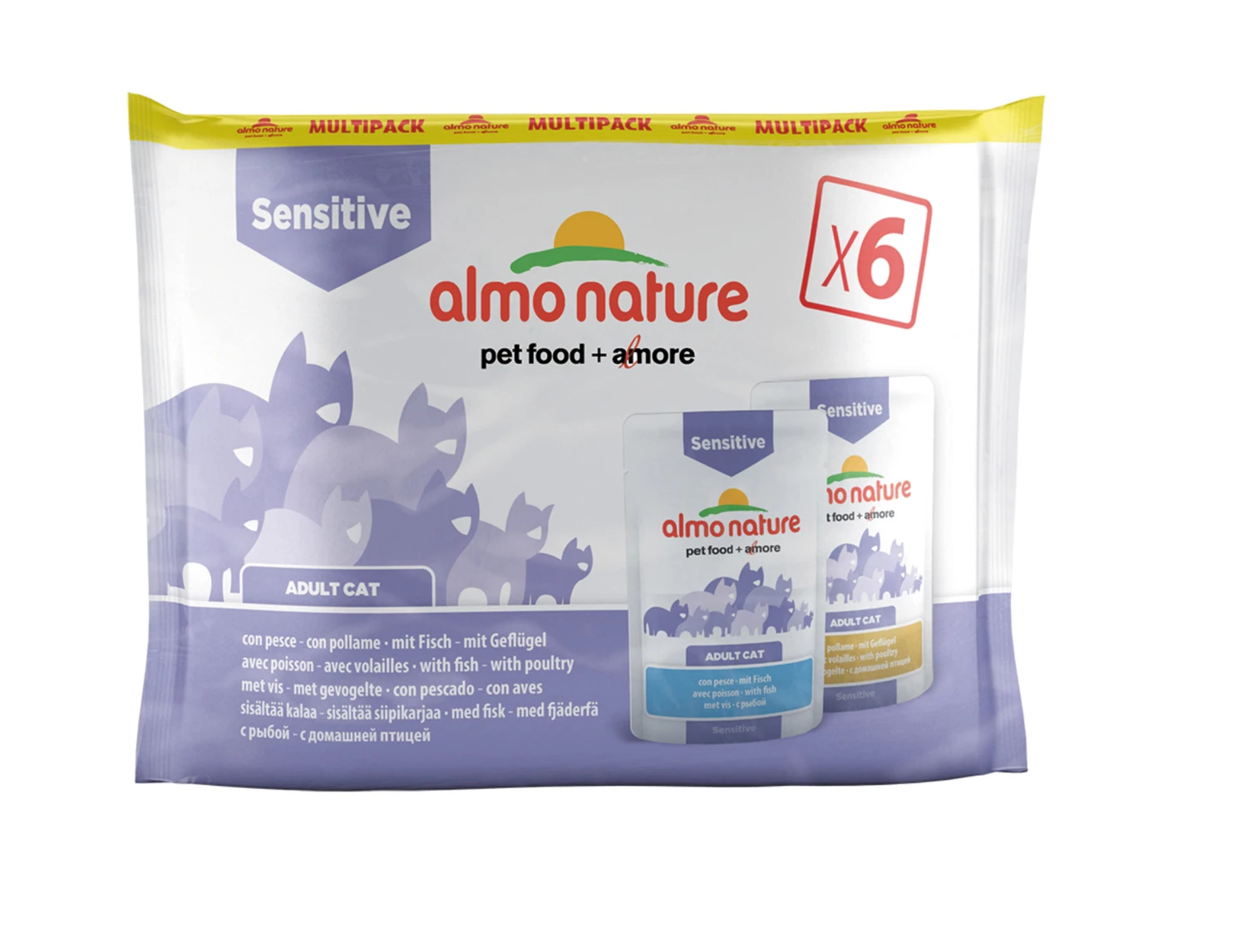 Almo Nature Cats MultiPack Digestive- Vis & Gevogelte (6x70g) 3 Almo Nature Cats MultiPack Digestive- Vis & Gevogelte (6x70g)
