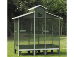 Merkloos Volière Nr 17 Groen Wit Dak 217x110x227cm A-B-C