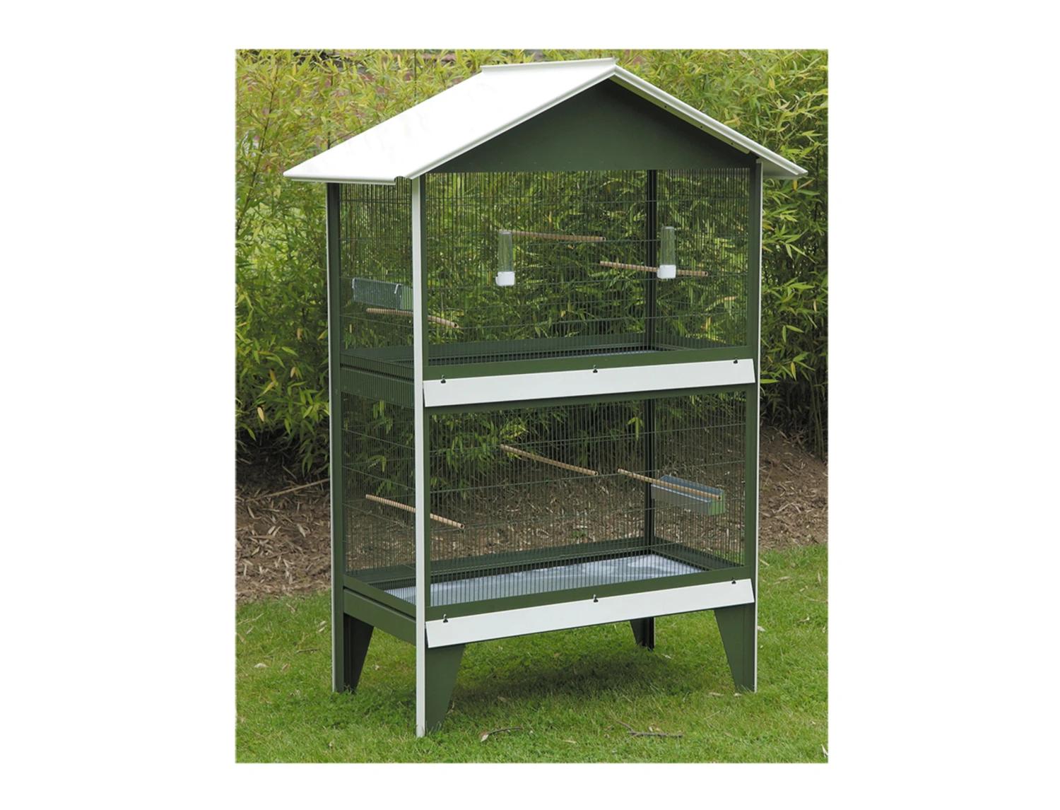 Merkloos Volière Nr 13 Wit Met Groen Dak 122x73x173 cm 3 Merkloos Volière Nr 13 Wit Met Groen Dak 122x73x173 cm