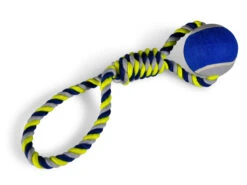 Katoenen Koord+tennisbal Blauw-geel 440g 45cm