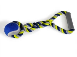 Katoenen Koord+plastiek Handvat+bal Blauw-geel190g